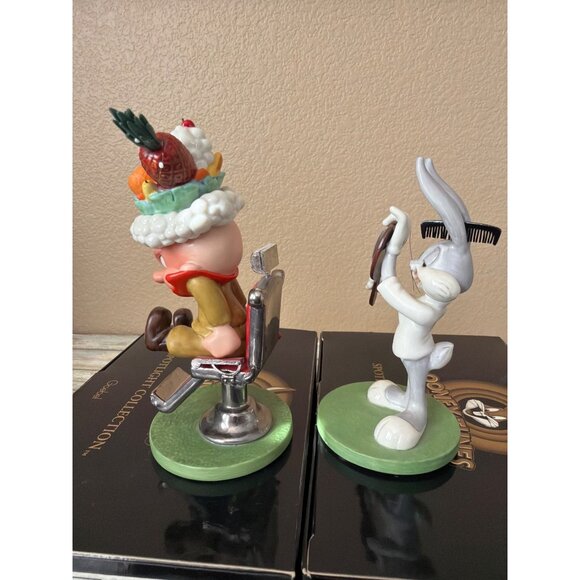 Goebel Looney Tunes Rabbit of Seville Bugs Fudd Scape 3-Pc Barber Set w/FLAWS - Picture 9 of 16